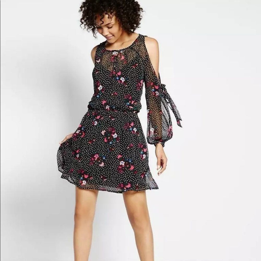 Express Floral & Polkadot Print Dress